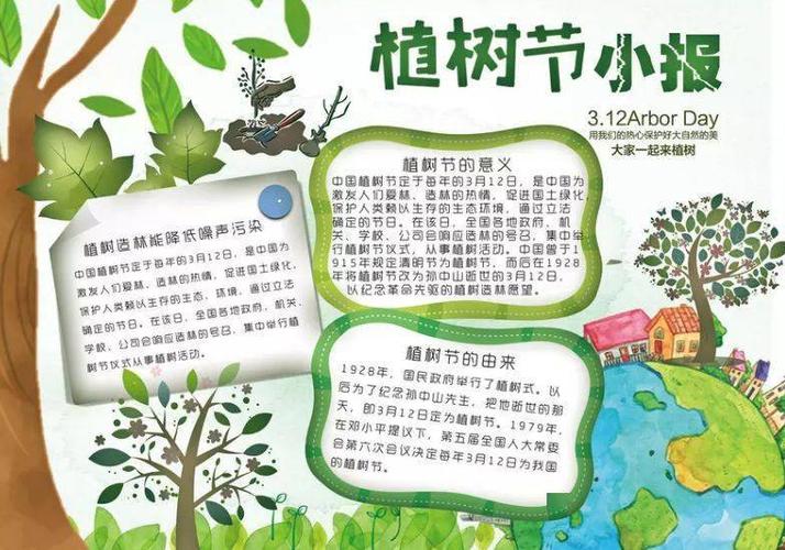 手抄报 ▏春天到了,植树节的手抄报模板 1~6年级作文范文,孩子一定用