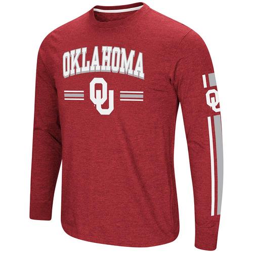 colosseum oklahoma sooners ncaa touchdown 男士双层混纺长袖 t 恤