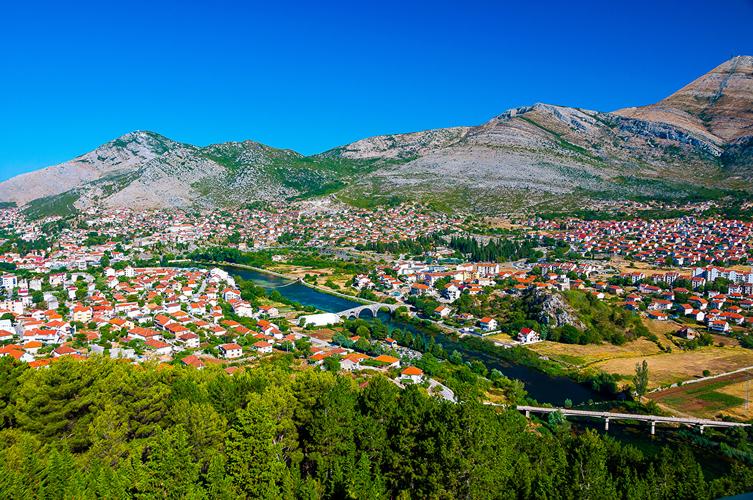波斯尼亚和黑塞哥维那,房屋,河流,trebinje,丘,城市,照片