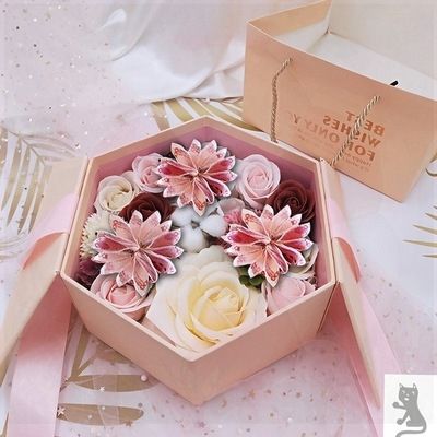 有钱花生日礼盒肥皂玫瑰花惊喜精美礼物盒混搭韩版七夕包装盒.