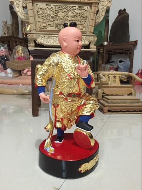 40公分 木雕哪咤三太子神像 中坛元帅 居家风水摆件 台湾工艺