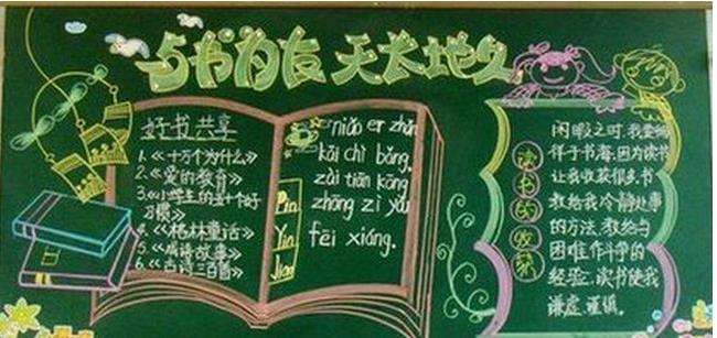 读书黑板报手绘图片简单又好看