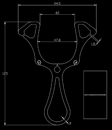弹弓图纸cad图纸diy线切割激光切割dwg电子版扁皮木质