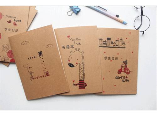 a5日记本英语练习本子32k小学生记事本语文作业本牛皮封面笔记本