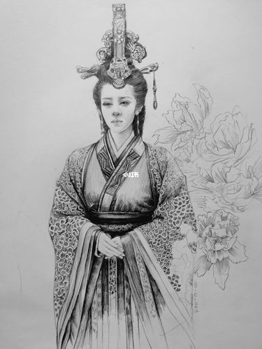 古装美女素描_素描_古装_美女_文化_绘画
