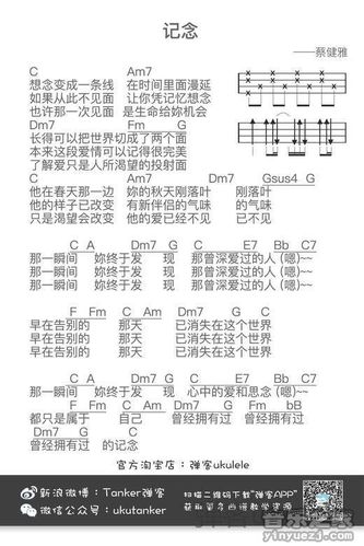弹客版 蔡健雅《纪念》尤克里里弹唱谱