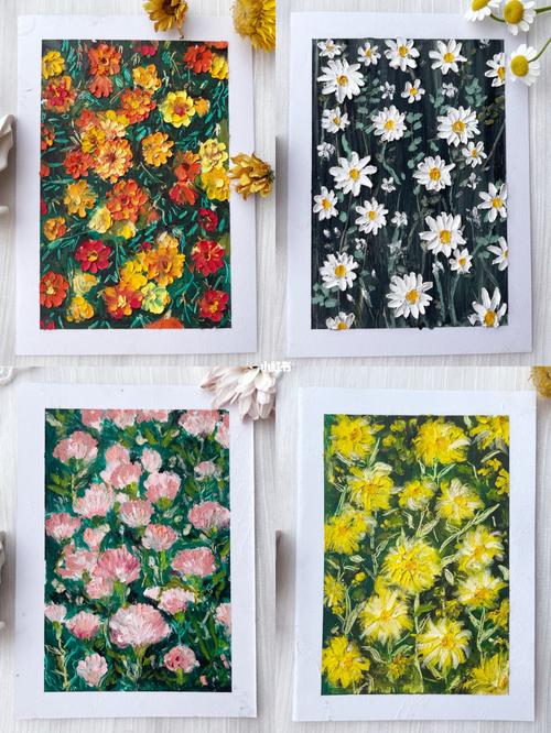 油画棒花卉过程图装裱