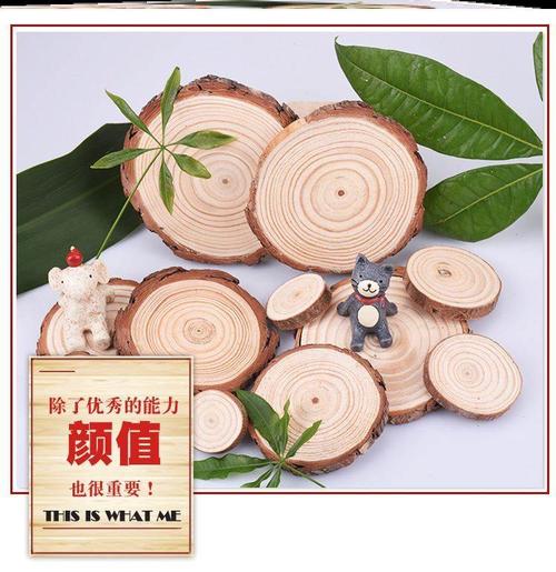 画画去皮木板实木圆柱刻字木纹涂色木片画的模型制作