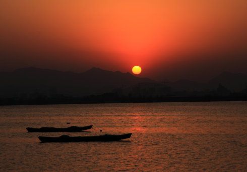 夕阳美景不只在海边在高山,钱塘江就是欣赏夕阳美景的好地方