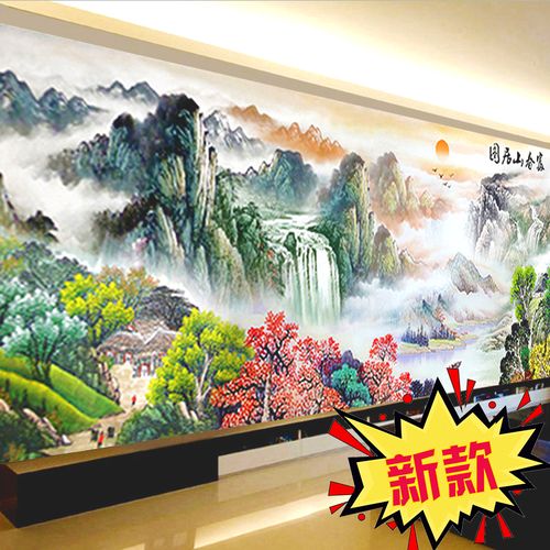 2021年山水图片,2021新版山水微信头像 5d钻石画新款满钻客厅富春山居图十字绣山水砖石秀贴钻2021年点粘