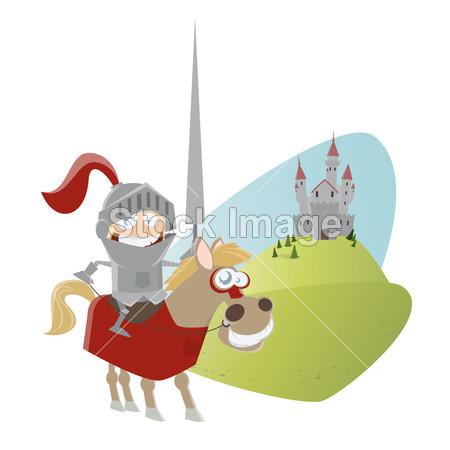 funny cartoon knight on a horse