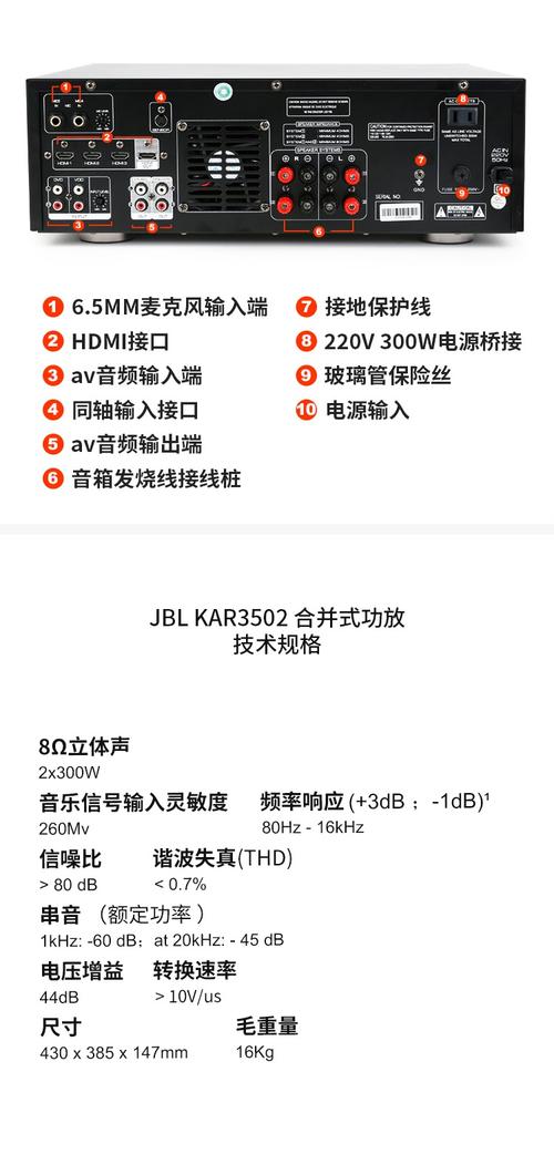 核心参数品牌:jbl 型号:jbl kar3502 类别:前级功放 颜色:银色 声道
