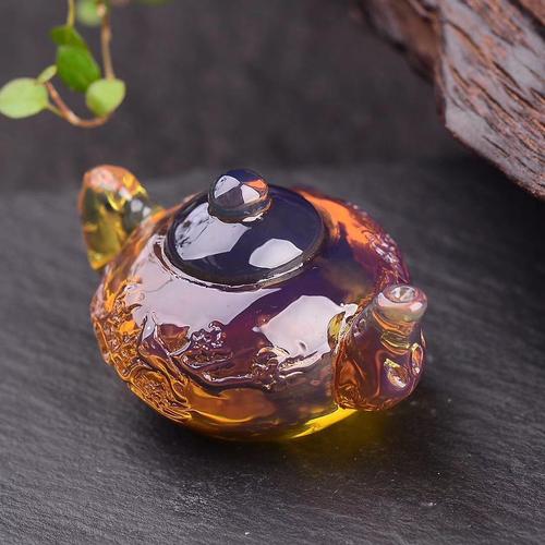 波罗的海蓝珀净水琥珀吊坠把把壶手把件