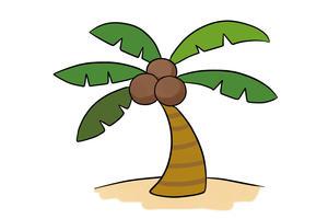 椰子树简笔画彩色的