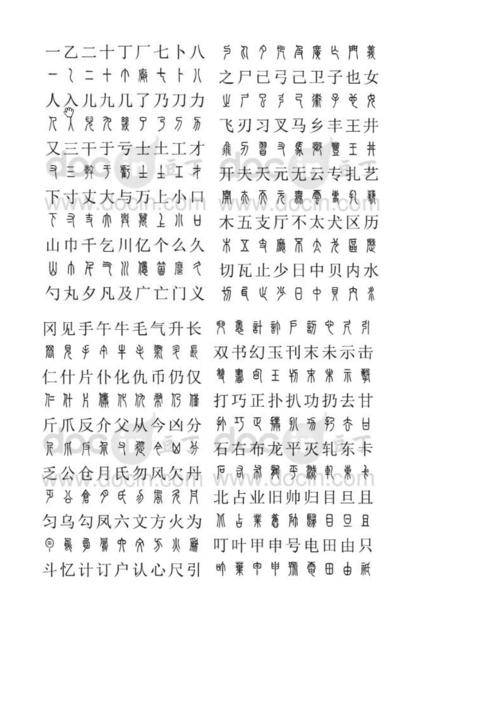 篆字2500字对照表