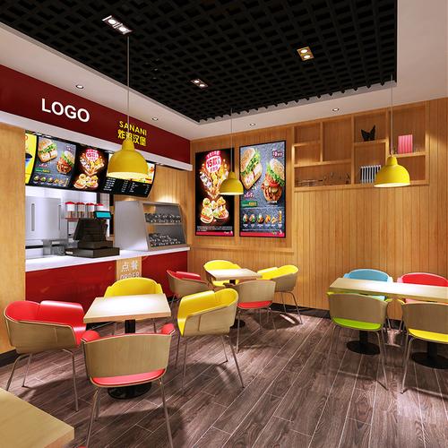 实体店铺餐饮火锅店奶茶店汉堡店小吃店装修设计效果图cad施工图