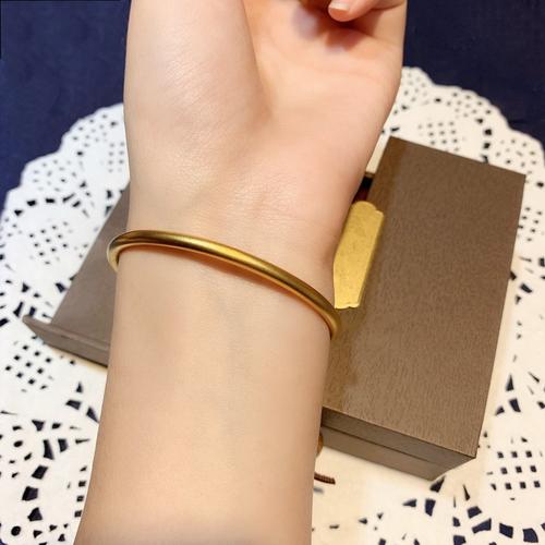 古法黄金传承手镯定做足金9999纯金实心硬金金镯子女光面工厂批发