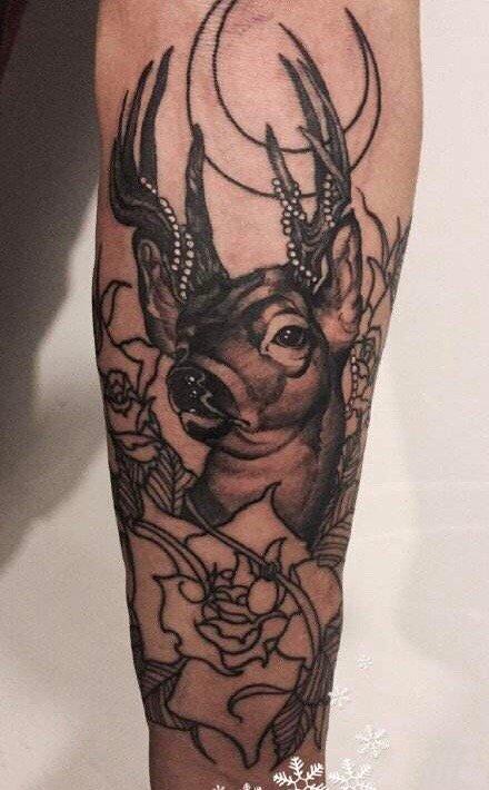 18款小鹿的鹿头纹身图案精选(12/18)