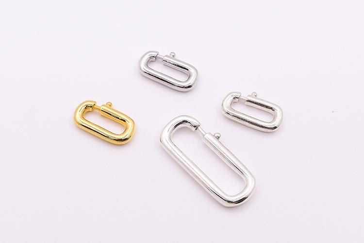 s925纯银方形圆环弹簧扣diy项链手链万能连接扣回形扣长方扣子