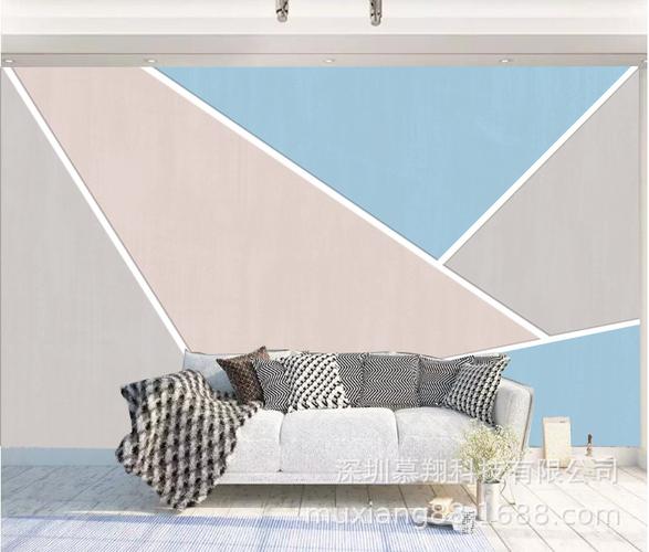 现代简约几何图形电视墙壁画 北欧风情几何方块床头背景壁布