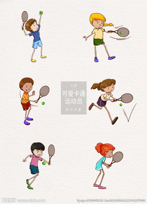卡通网球运动员小孩矢量设计元素图片