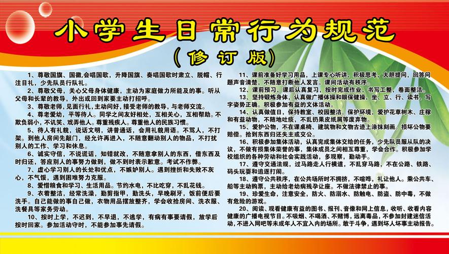 海报印制设计展板素材小学生日常行为规范写真