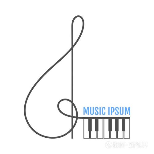 高音谱号,钢琴键.音乐图标, 徽标