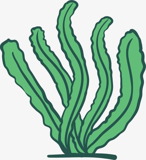 绿色卡通扭动海草