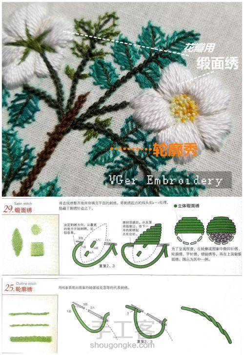 6-7h基础欧式刺绣教程-【野蔷薇】-手工刺绣针法大全
