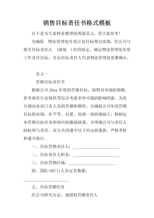 销售目标责任书格式模板.docx