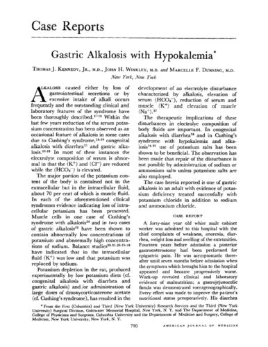 gastric alkalosis with hypokalemia