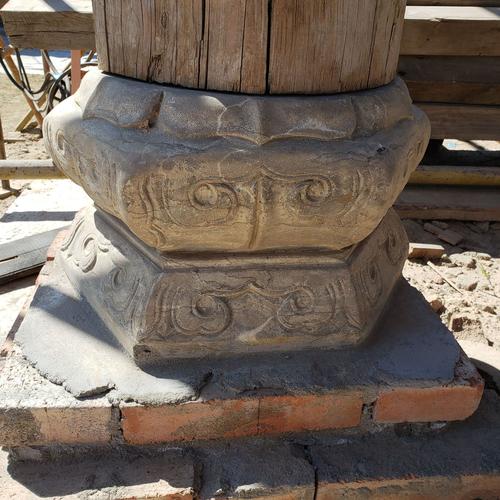 厂家供应石柱墩青石仿古做旧石雕柱墩 寺庙古建筑园林顶石