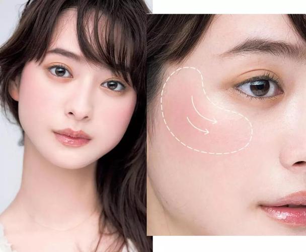 若你想画出日系腮红那种明显感,可以用手指在苹果肌上叠加一层,必定要