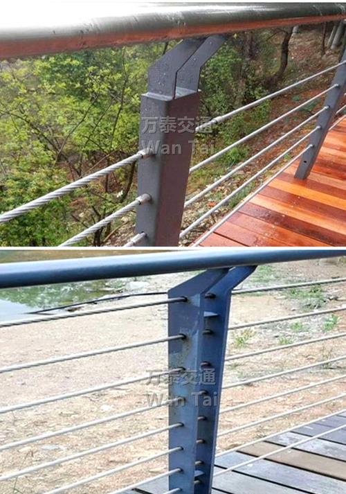 桥梁河道缆索护栏 不锈钢绳索隔离栏杆 河道景观栈道园林护栏