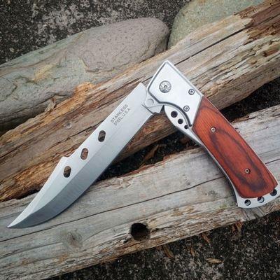 厚实用品燕尾三折刀居家家具刀具折叠刀长款大号大合开刃求生刀