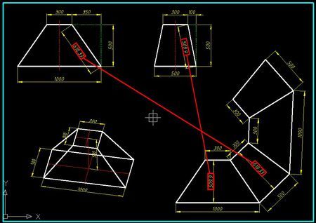 做一个梯形漏斗上口长1000,宽500,下口是一个300的正方型,请问用1毫米