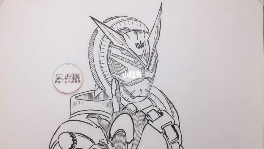 假面骑士骑士系列人物简笔线描_线描_绘画_画画_文化
