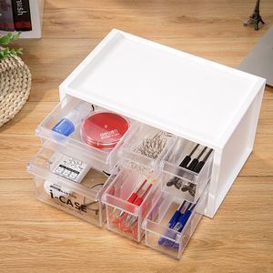 加大号收纳盒塑料抽屉式多功能创意整理盒办公室文具收纳盒桌面