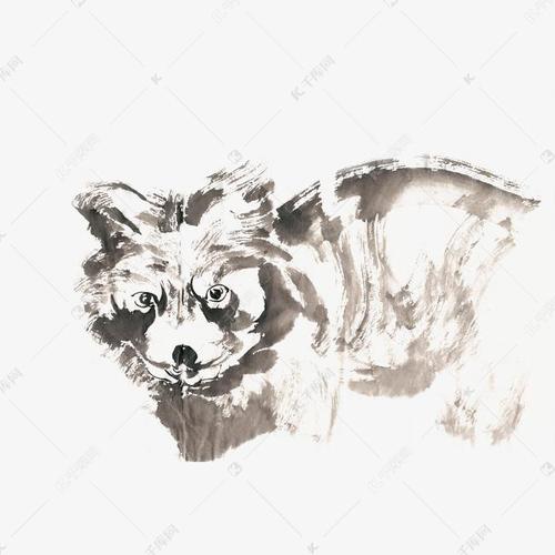 小狗水墨画