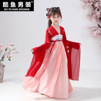 古筝考级演出服女大童儿童汉服古装超仙女孩古典舞飘逸中国风襦裙舞蹈