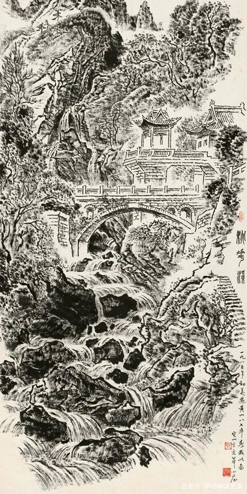 这不是炭笔素描,这是焦墨山水,张仃绘《桃花溪》