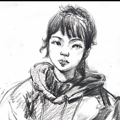 今天示范的速写八级半身像范画_美颜_人物速写_文化_绘画