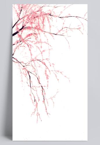 手绘桃树水彩