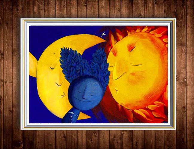 jpg太阳与月亮油画装饰画