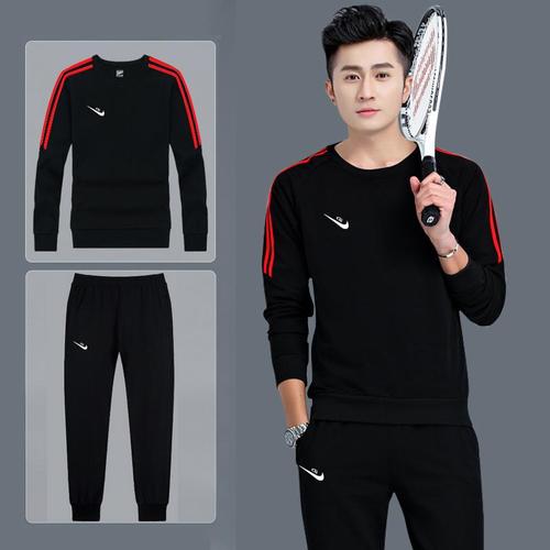 恩施耐克加绒加厚卫衣男运动套装秋冬款2019新款外套运动服男士休