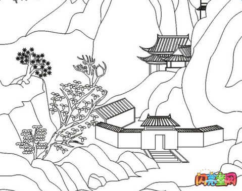 简笔画山水风景简单