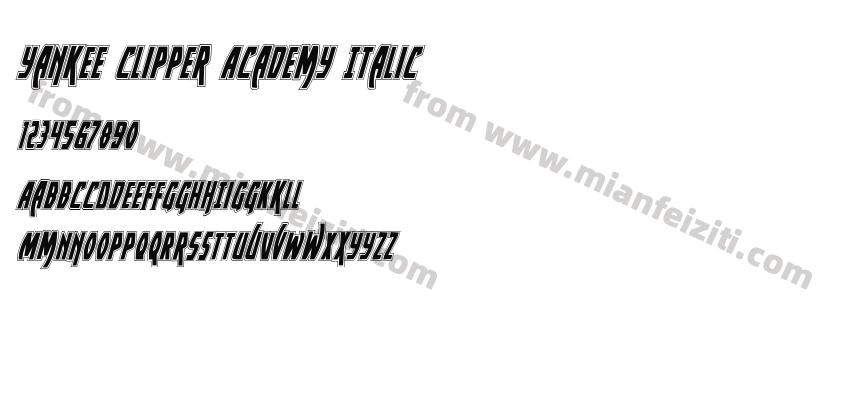 yankee clipper academy italic字体预览