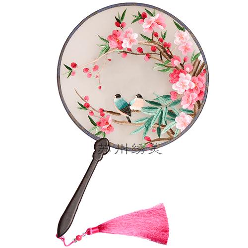 刺绣团扇古典苏绣宫扇双面刺绣古扇子中国特产手工刺绣绣花圆扇