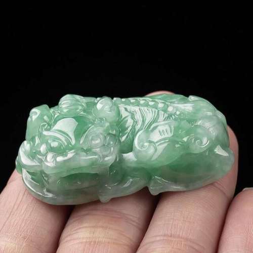 翡翠霸王貔貅吊坠缅甸货玉石男女士款皮丘霸气貔貅玉佩挂件