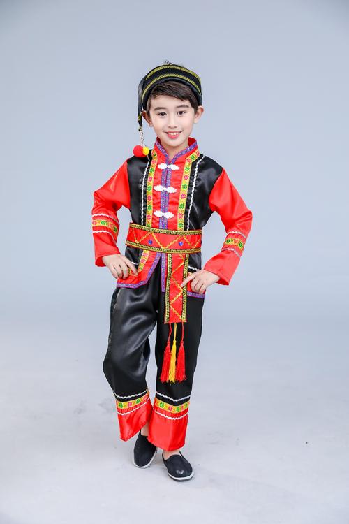 少数民族黎族服装舞蹈服男童演出服合唱舞台走秀表演服  百媚演出服饰